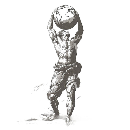 Atlas Bearing the Globe with Endurance Tattoo Design