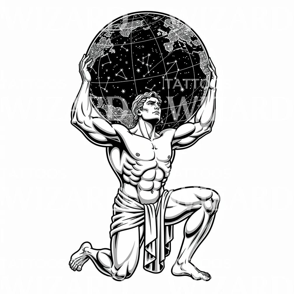 Desain Tato Atlas dan Bola Langit