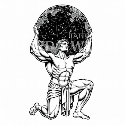 Desain Tato Atlas dan Bola Langit
