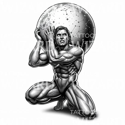 Atlas Celestial Tattoo Illustration
