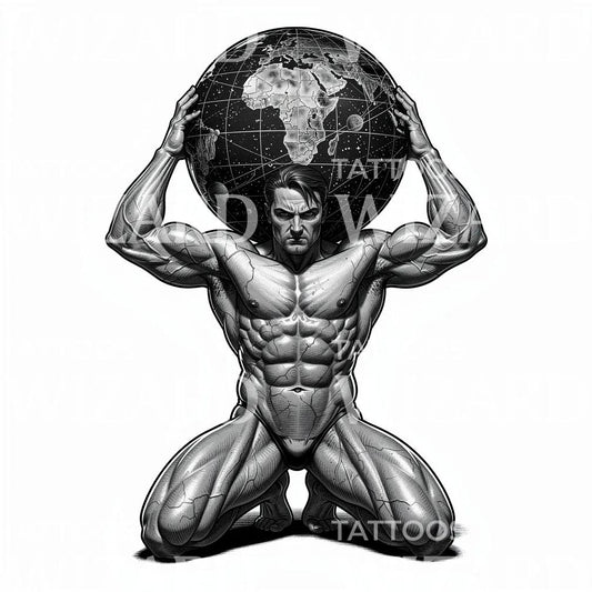 Modèle de tatouage Atlas portant le globe
