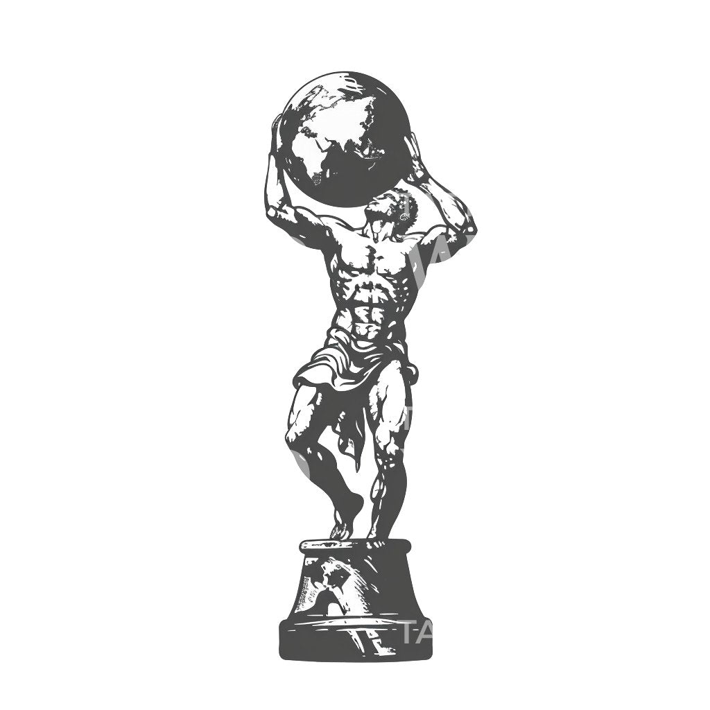 Atlas Holding the Earth in Resilience Tattoo Design