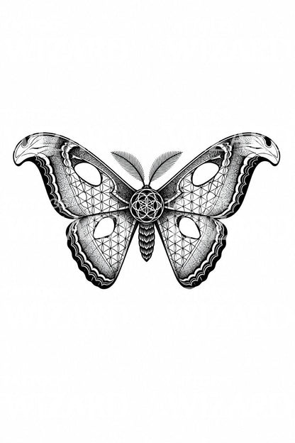 Atlas Moth Sacred Geometry Tattoo Design