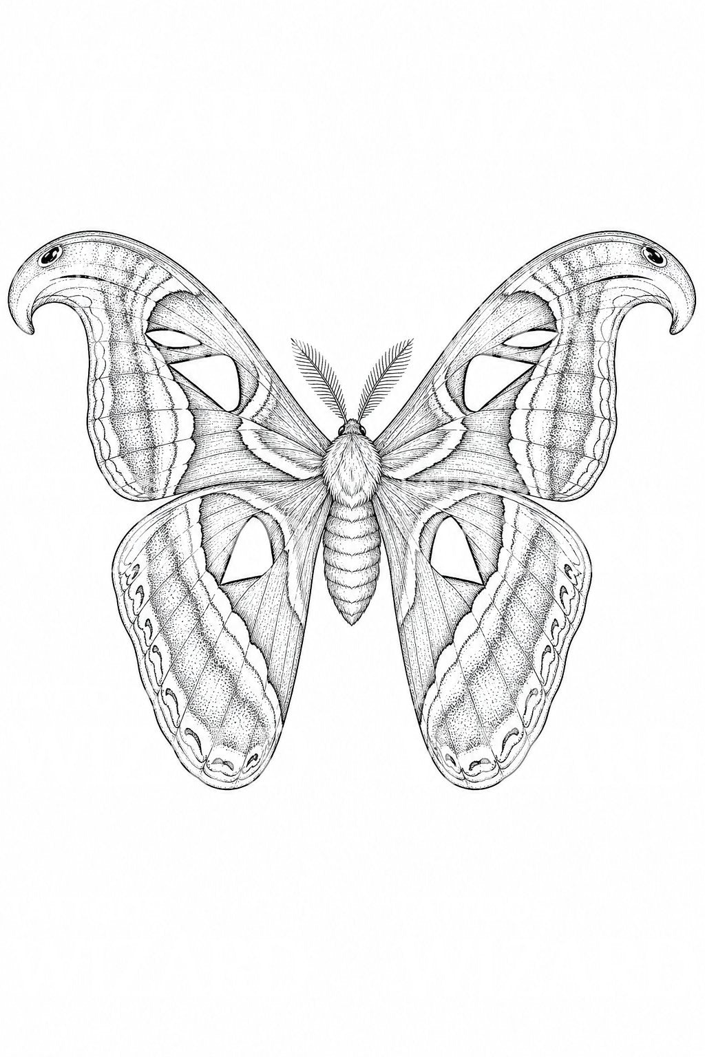 Atlas Moth Wings Tattoo Illustration