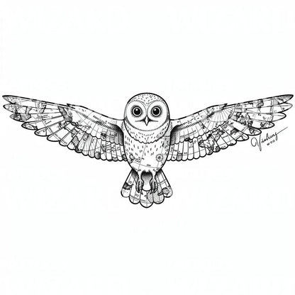 Atlas Owl Flight Tattoo Design