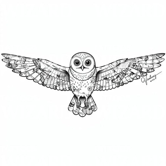 Atlas Owl Flight Tattoo Design
