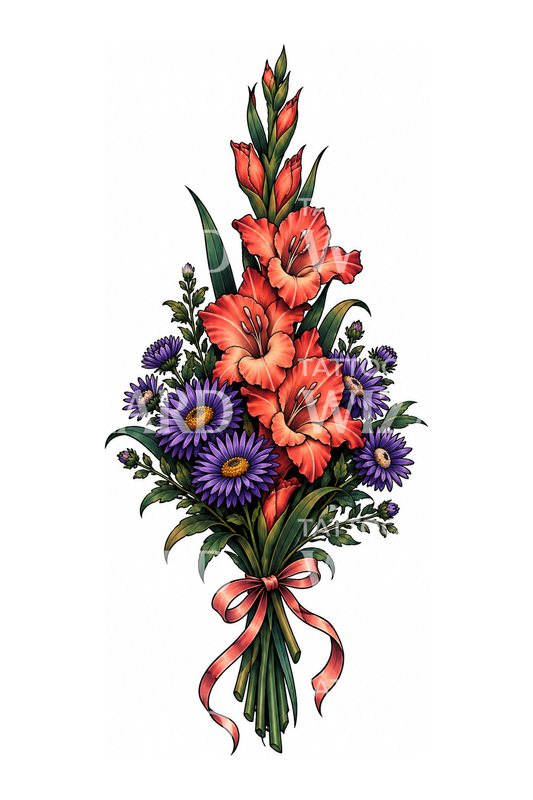 Tatuering med födelseblommor för augusti och september