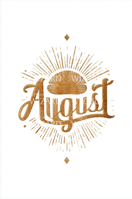 August Retro Sunset Badge Tattoo Design