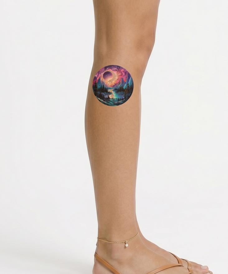 Psykedelisk nordlys tatoveringsdesign