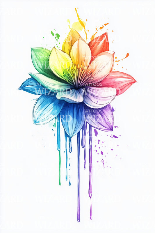 Aurora Lotus Splash Tattoo Design