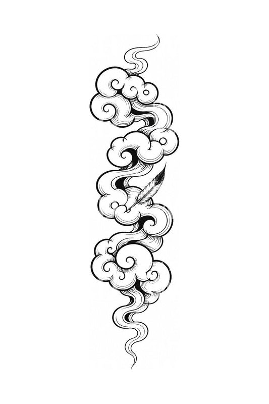 Tattooontwerp met geluksbrengende wolkenrol als zuil