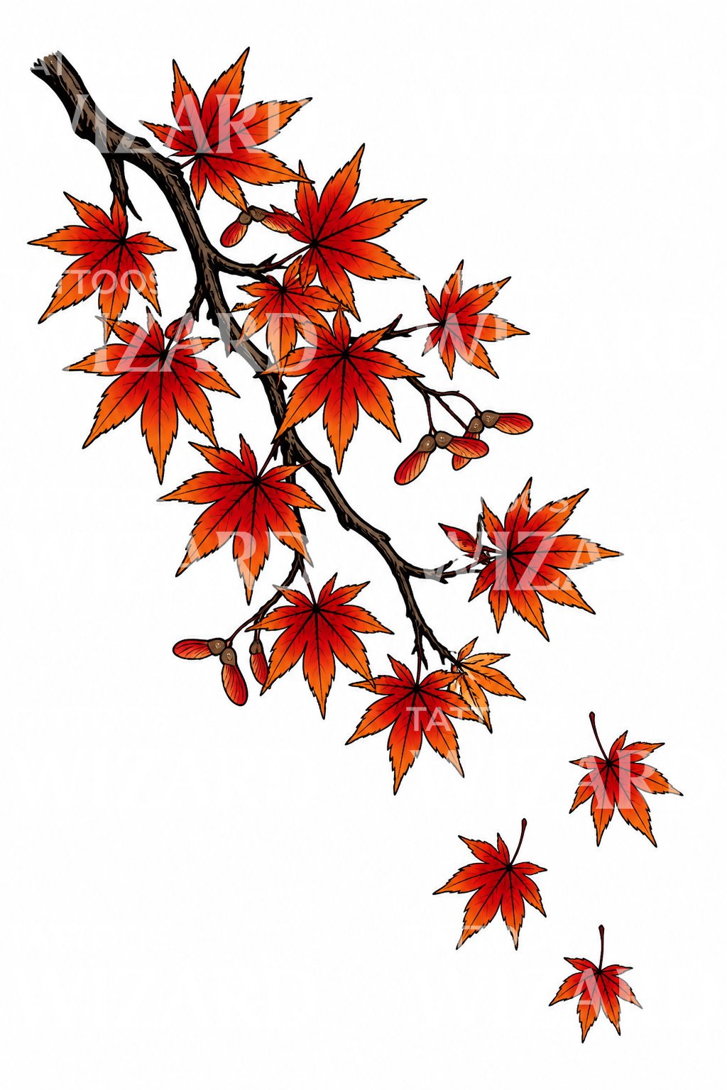 Autumn Japanese Maple Branch Tattoo Design