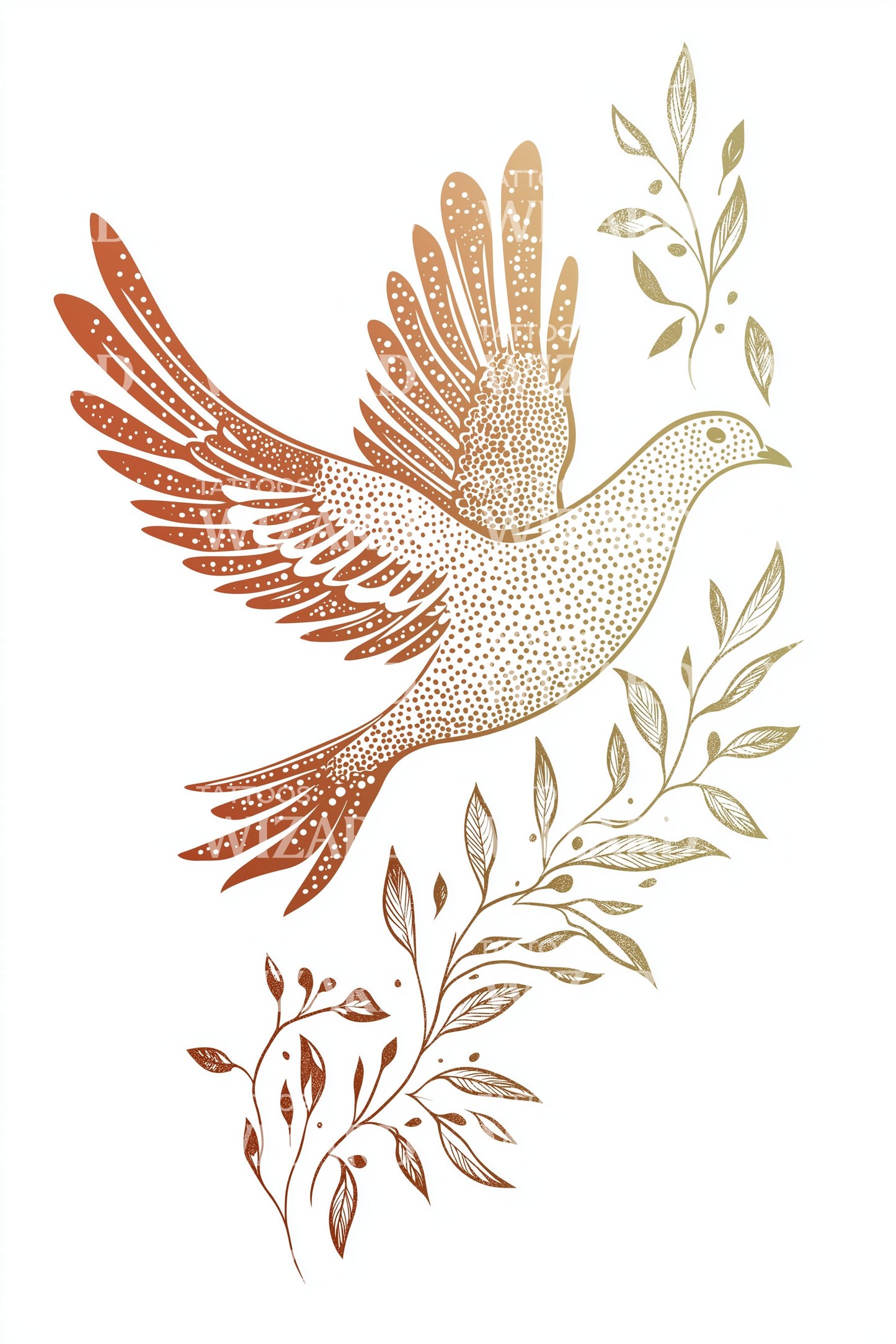 Autumn Wing Dove Tattoo Design