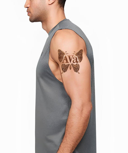 Ava Butterfly Emblem Tattoo Design