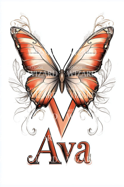 Ava Monarch Wings Tattoo Design