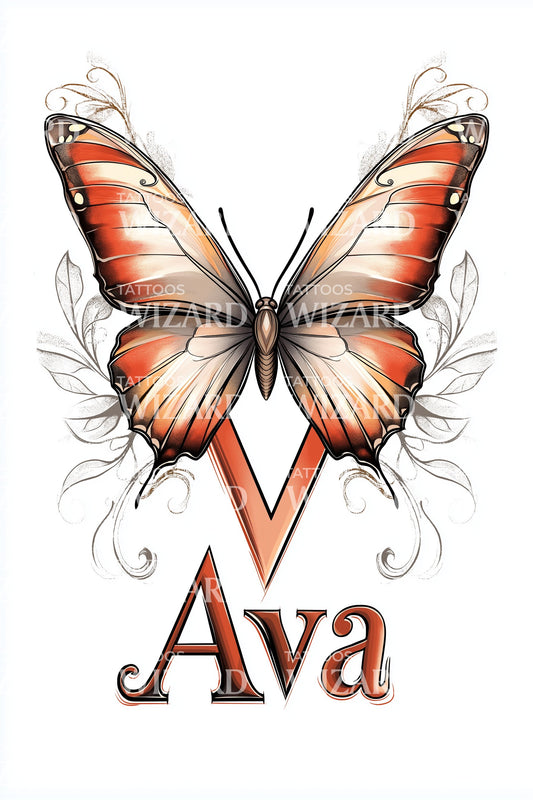 Ava Monarch Wings Tattoo Design
