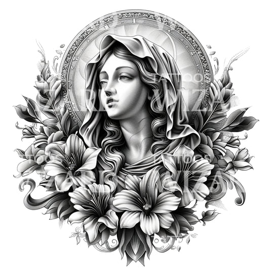 Ave Maria, hommage à la conception de tatouage de la maternité divine