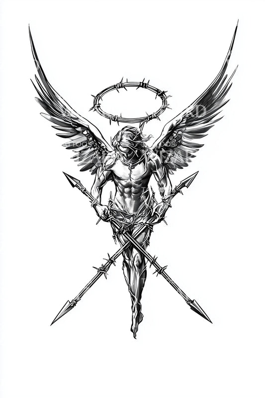 Avenging Angel Descent Tattoo Design