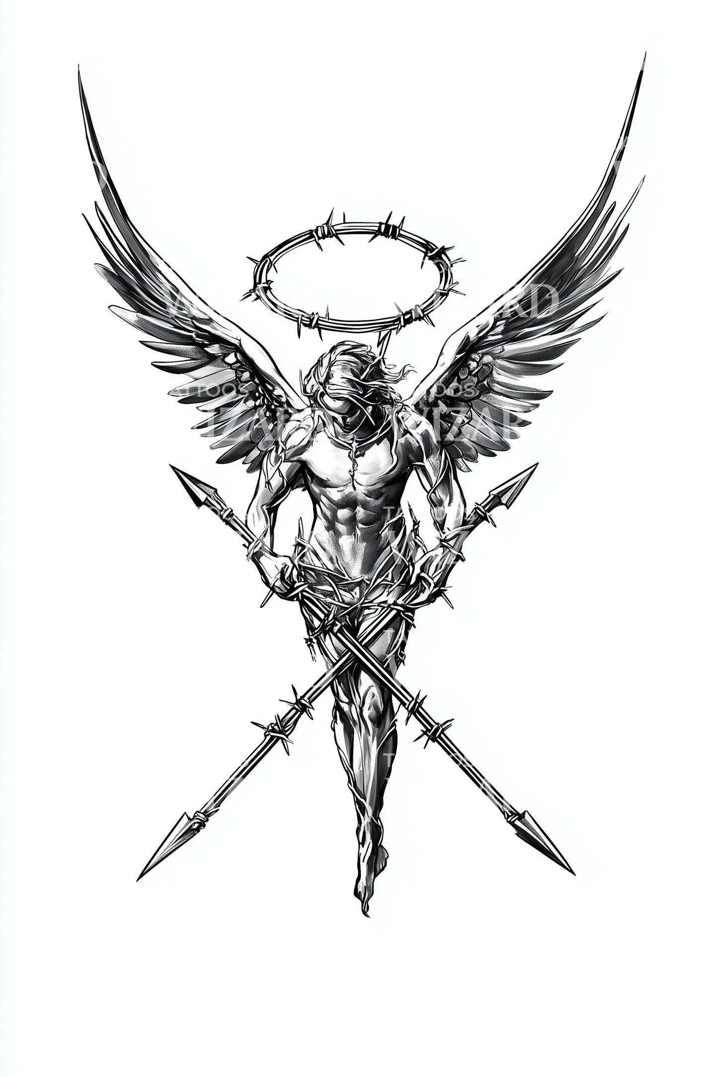 Avenging Angel Descent Tattoo Design