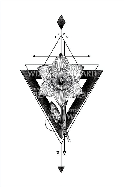 Design de Tatuagem de Flor da Pirâmide do Eixo