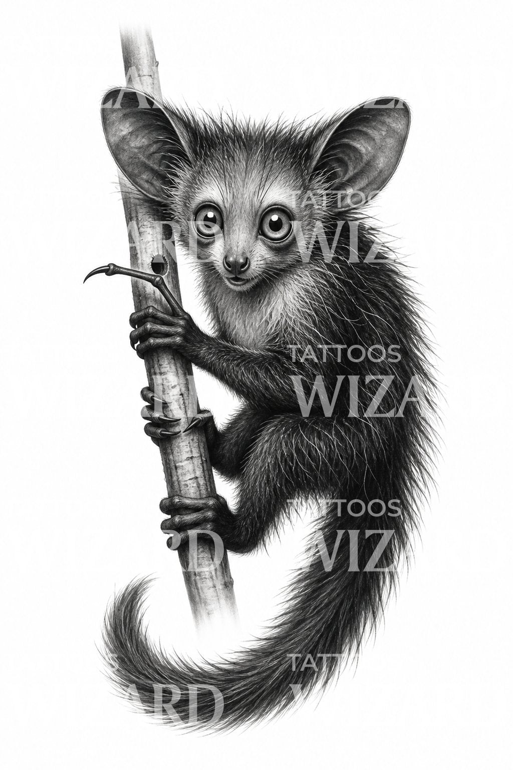 Aye-aye-lemur som portrettatovering