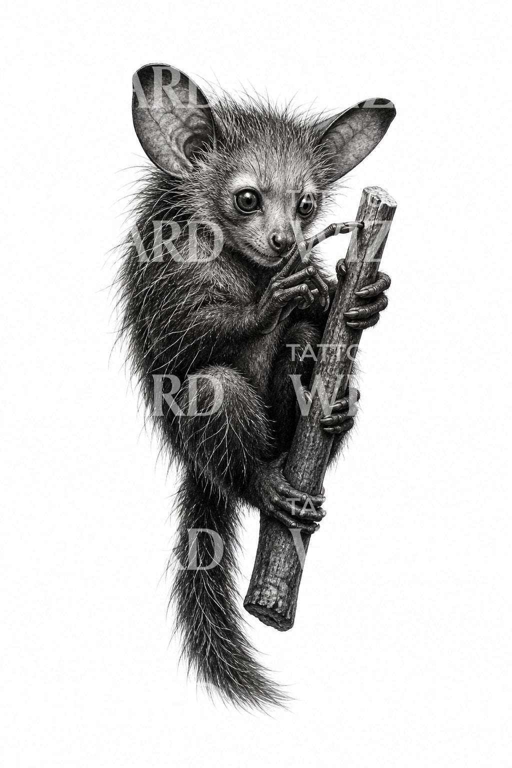 Aye Aye Lemur Realism Tattoo Design