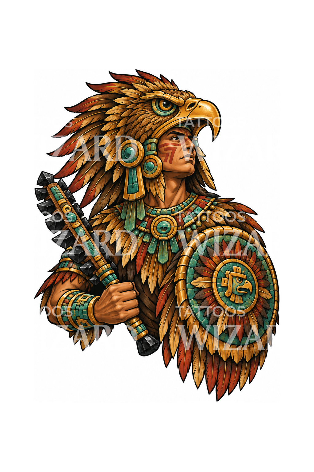 Tattoo-Design eines aztekischen Adlerkriegers