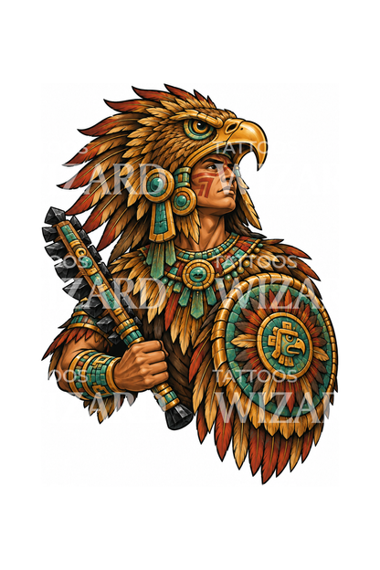 Tattoo-Design eines aztekischen Adlerkriegers