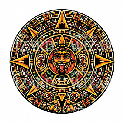 Aztec Sun Calendar Tattoo Design