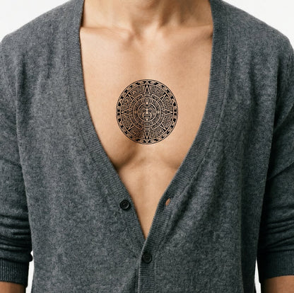 Aztekischer Sonnenstein-Kalender Tattoo-Design