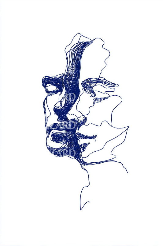Azure Line Face Tattoo Design