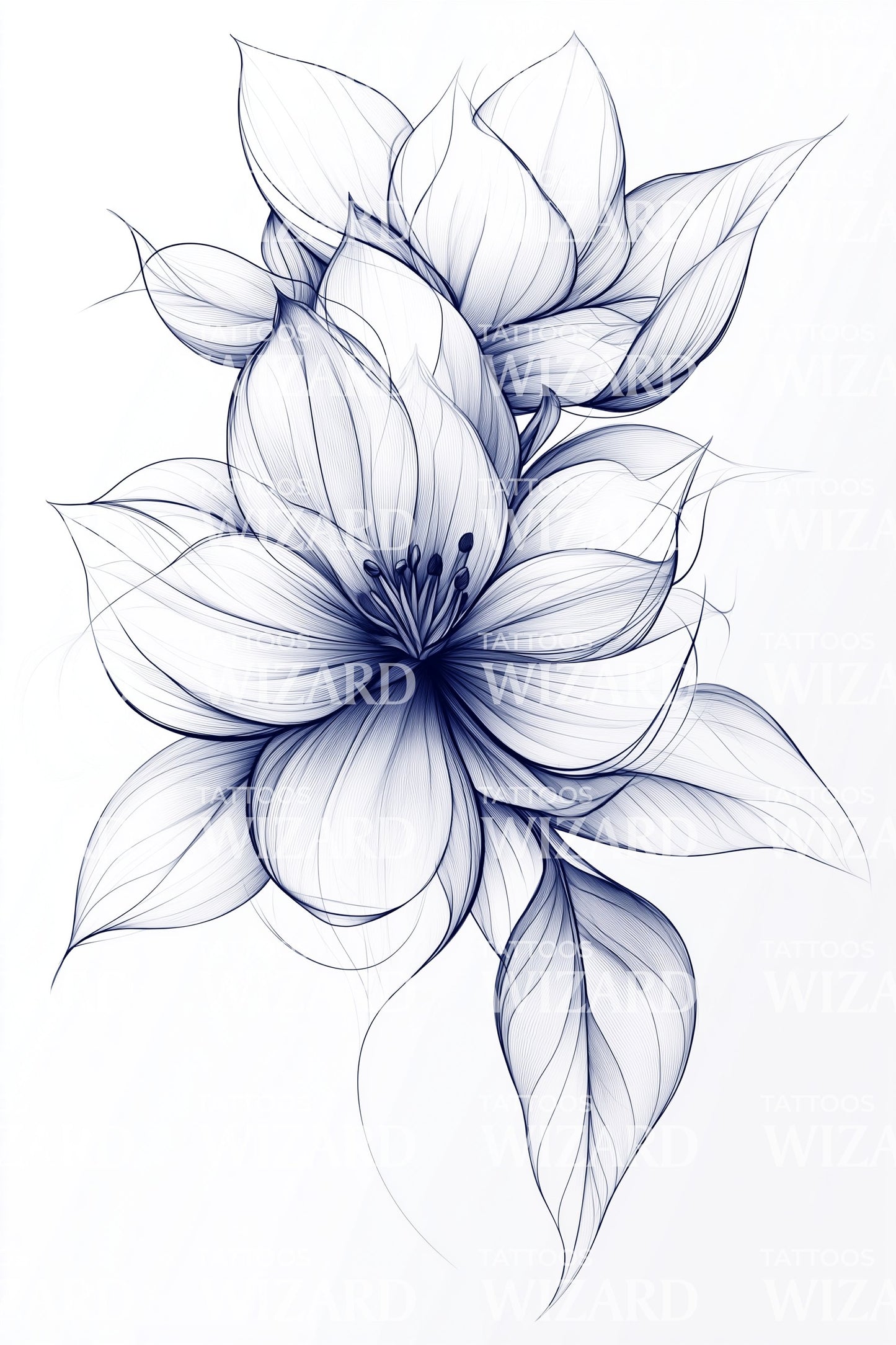 Azure Petal Flow Tattoo Design