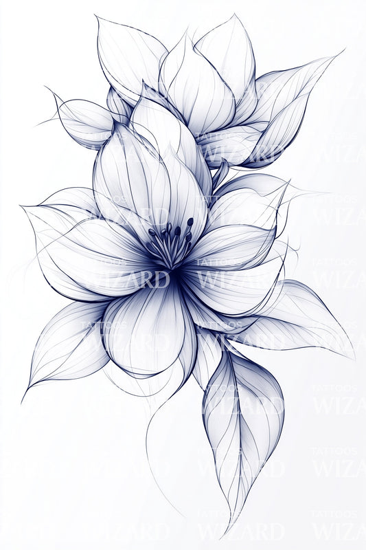 Azure Petal Flow Tattoo Design