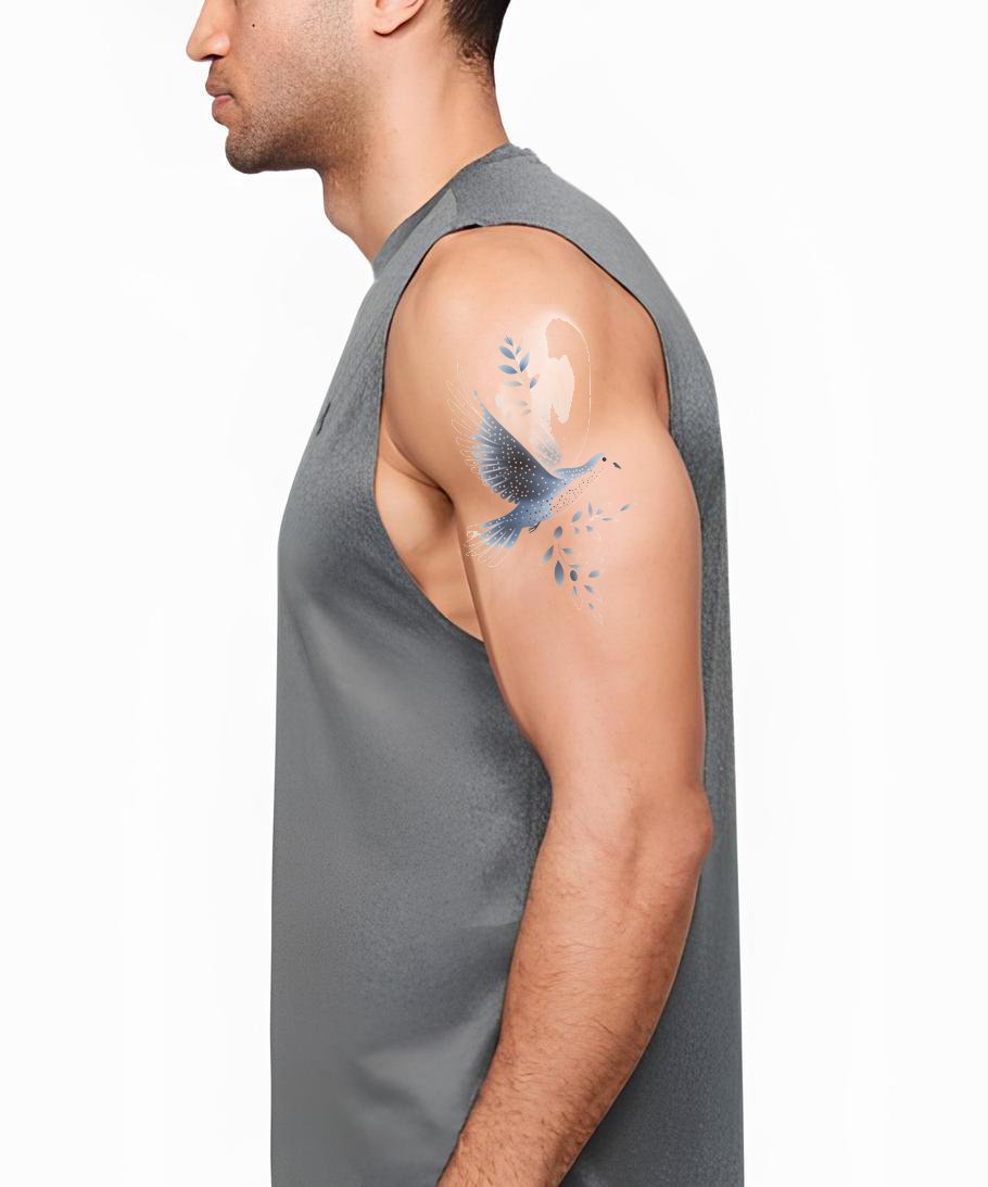 Soaring Azure Dove Tattoo Illustration
