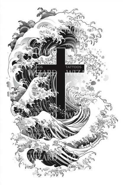 Design de tatouage croix Torrent Azur