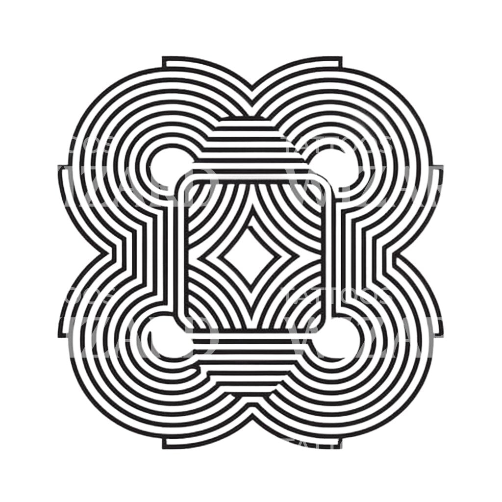 Ancient Maze Minimalist Tattoo Design