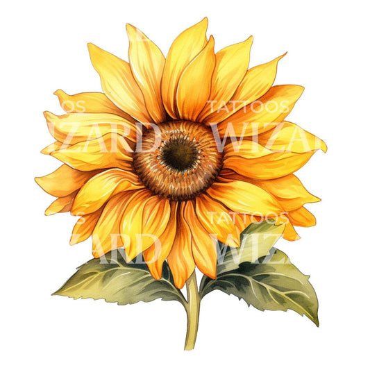 Botanical Sunflower Tattoo Design