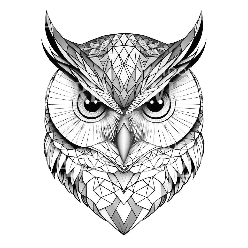 Geometric Owl Tattoo Design