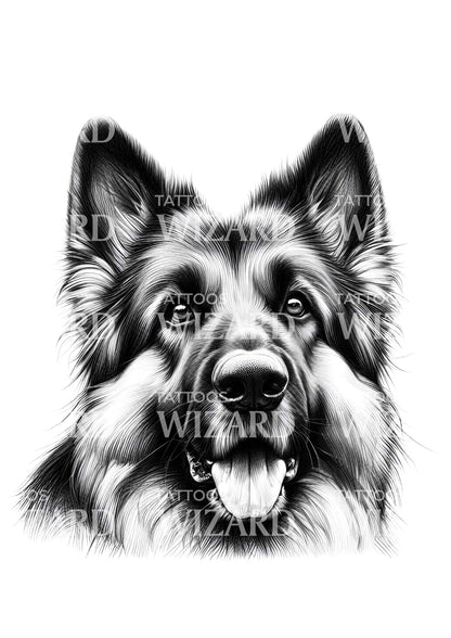 Good Boy German Shepherd Tattoo Design
