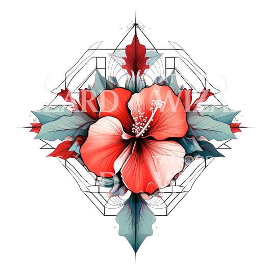 Geometric Ibiscus Tattoo Design