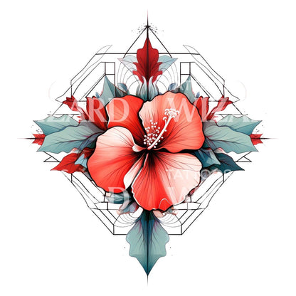 Geometric Ibiscus Tattoo Design