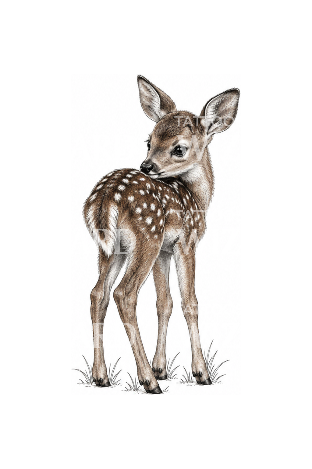 Baby Deer Turning Its Head Micro Tattoo Idea