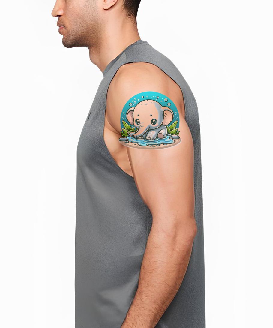 Baby Elephant Aquatic Tattoo Idea