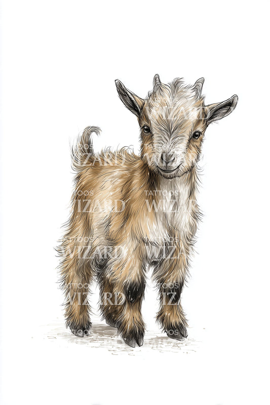 Baby Goat Realism Tattoo Illustration