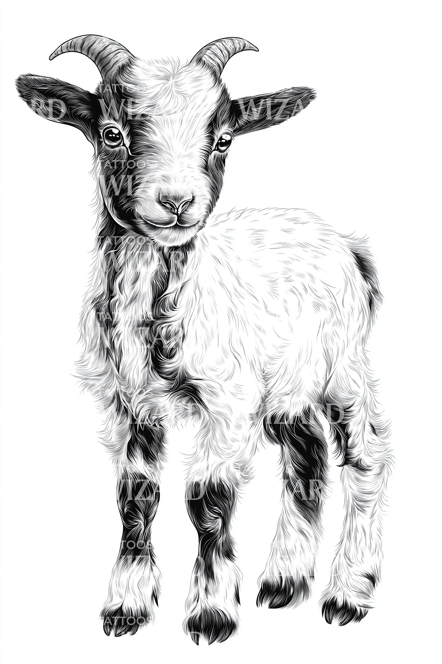 Baby Goat Standing Tattoo Design