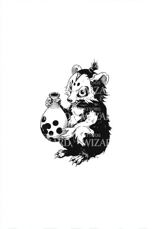 Idea tatuaggio barattolo con cuccioli di panda