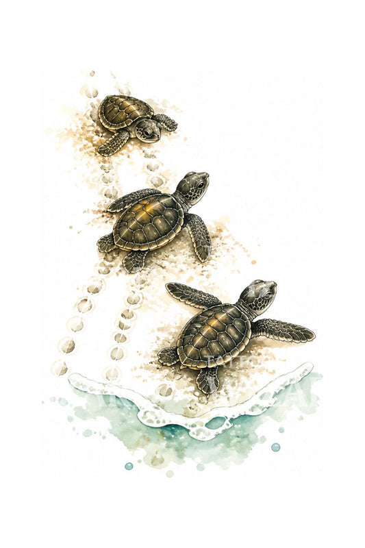 Baby Sea Turtle Hatchlings Tattoo Illustration