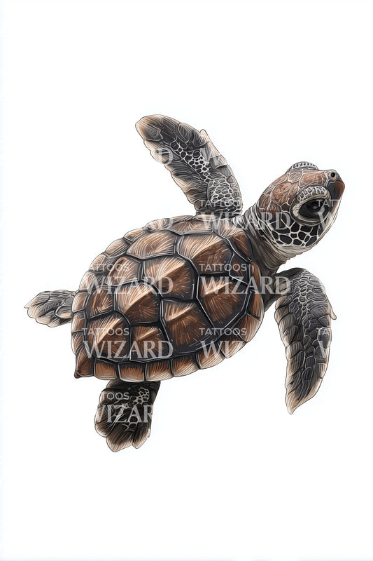 Baby Sea Turtle Tattoo Design