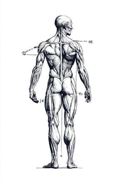 Back Anatomy Diagram Tattoo Illustration