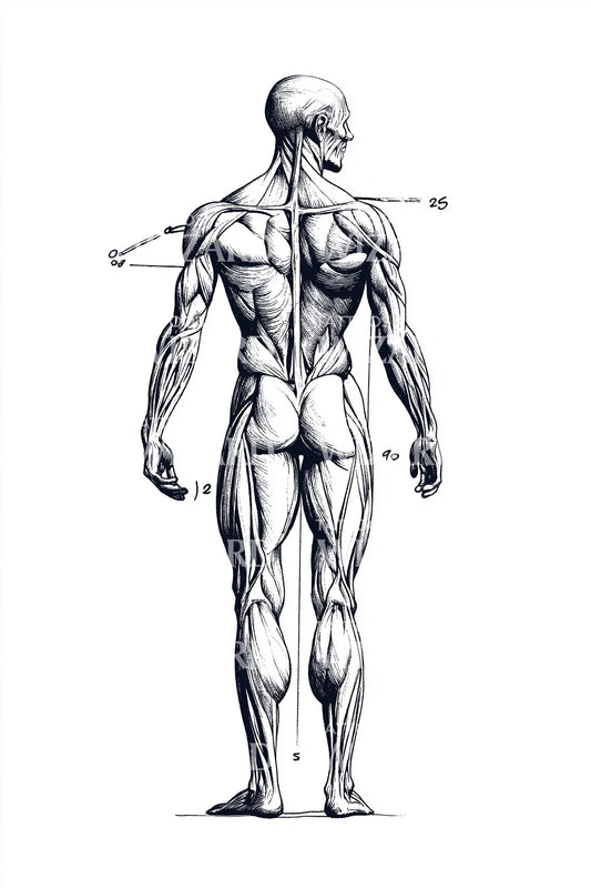 Back Anatomy Diagram Tattoo Illustration
